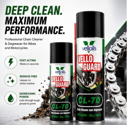 Vell Oils Vello Guard CL-70 Chain Cleaner & Degreaser Spray | Fast Degreasing Formula | Removes Dirt, Grease & Grime | Improves Chain Performance | 500m