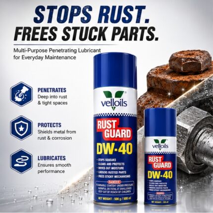 Vell Oils Rust Guard DW-40 Multi-Purpose Penetrating Lubricant Spray | Stops Rust, Frees Stuck Parts & Protects Metal Surfaces | Anti-Corrosion Formula | 500ml